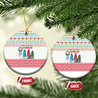 Azerbaijan Christmas Ceramic Ornament with Baku Skyline Azerbaijan Flag and Red Green Snowflake Pattern Design - Wonder Print Shop