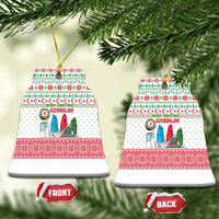 Azerbaijan Christmas Ceramic Ornament with Baku Skyline Azerbaijan Flag and Red Green Snowflake Pattern Design - Wonder Print Shop