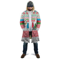 Azerbaijan Christmas Cloak with Baku Skyline Azerbaijan Flag and Red Green Snowflake Pattern Design - Wonder Print Shop