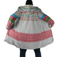 Azerbaijan Christmas Cloak with Baku Skyline Azerbaijan Flag and Red Green Snowflake Pattern Design - Wonder Print Shop