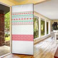 Azerbaijan Christmas Door Cover with Baku Skyline Azerbaijan Flag and Red Green Snowflake Pattern Design - Wonder Print Shop