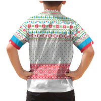 Azerbaijan Christmas Family Matching Mermaid Dress and Hawaiian Shirt with Baku Skyline Azerbaijan Flag and Red Green Snowflake Pattern Design - Wonder Print Shop