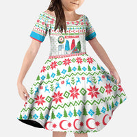 Azerbaijan Christmas Family Matching Mermaid Dress and Hawaiian Shirt with Baku Skyline Azerbaijan Flag and Red Green Snowflake Pattern Design - Wonder Print Shop
