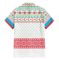 Azerbaijan Christmas Family Matching Mermaid Dress and Hawaiian Shirt with Baku Skyline Azerbaijan Flag and Red Green Snowflake Pattern Design - Wonder Print Shop