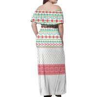 Azerbaijan Christmas Family Matching Off Shoulder Maxi Dress and Hawaiian Shirt with Baku Skyline Azerbaijan Flag and Red Green Snowflake Pattern Design - Wonder Print Shop