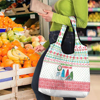 Azerbaijan Christmas Grocery Bag with Baku Skyline Azerbaijan Flag and Red Green Snowflake Pattern Design - Wonder Print Shop