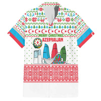 Azerbaijan Christmas Hawaiian Shirt with Baku Skyline Azerbaijan Flag and Red Green Snowflake Pattern Design - Wonder Print Shop