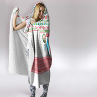 Azerbaijan Christmas Hooded Blanket with Baku Skyline Azerbaijan Flag and Red Green Snowflake Pattern Design - Wonder Print Shop