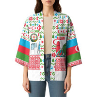 Azerbaijan Christmas Kimono with Baku Skyline Azerbaijan Flag and Red Green Snowflake Pattern Design - Wonder Print Shop