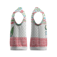 Azerbaijan Christmas Knitted V-Neck Vest with Baku Skyline Azerbaijan Flag and Red Green Snowflake Pattern Design - Wonder Print Shop