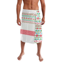 Azerbaijan Christmas Lavalava with Baku Skyline Azerbaijan Flag and Red Green Snowflake Pattern Design - Wonder Print Shop