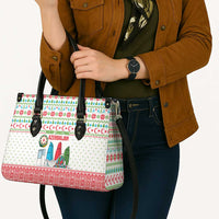 Azerbaijan Christmas Leather Bag with Baku Skyline Azerbaijan Flag and Red Green Snowflake Pattern Design - Wonder Print Shop