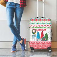 Azerbaijan Christmas Luggage Cover with Baku Skyline Azerbaijan Flag and Red Green Snowflake Pattern Design - Wonder Print Shop