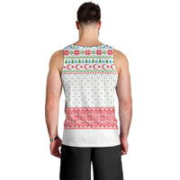 Azerbaijan Christmas Men Tank Top with Baku Skyline Azerbaijan Flag and Red Green Snowflake Pattern Design - Wonder Print Shop