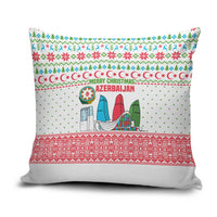 Azerbaijan Christmas Pillow Cover with Baku Skyline Azerbaijan Flag and Red Green Snowflake Pattern Design - Wonder Print Shop