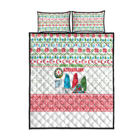 Azerbaijan Christmas Quilt Bed Set with Baku Skyline Azerbaijan Flag and Red Green Snowflake Pattern Design - Wonder Print Shop