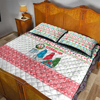 Azerbaijan Christmas Quilt Bed Set with Baku Skyline Azerbaijan Flag and Red Green Snowflake Pattern Design - Wonder Print Shop