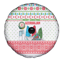 Azerbaijan Christmas Spare Tire Cover with Baku Skyline Azerbaijan Flag and Red Green Snowflake Pattern Design - Wonder Print Shop