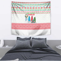 Azerbaijan Christmas Tapestry with Baku Skyline Azerbaijan Flag and Red Green Snowflake Pattern Design - Wonder Print Shop