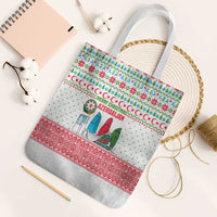 Azerbaijan Christmas Tote Bag with Baku Skyline Azerbaijan Flag and Red Green Snowflake Pattern Design - Wonder Print Shop