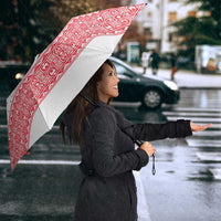 Azerbaijan Christmas Umbrella with Baku Skyline Azerbaijan Flag and Red Green Snowflake Pattern Design - Wonder Print Shop