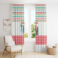 Azerbaijan Christmas Window Curtain with Baku Skyline Azerbaijan Flag and Red Green Snowflake Pattern Design - Wonder Print Shop