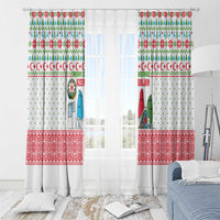 Azerbaijan Christmas Window Curtain with Baku Skyline Azerbaijan Flag and Red Green Snowflake Pattern Design - Wonder Print Shop
