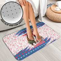 Slovakia Christmas Bathroom Set with Bear Holding Tree Gingerbread Cookies and Red Blue Snowflake Pattern Design - Wonder Print Shop