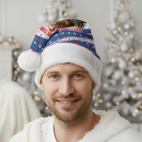 Slovakia Christmas Santa Hat with Bear Holding Tree Gingerbread Cookies and Red Blue Snowflake Pattern Design - Wonder Print Shop