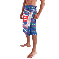 Slovakia Christmas Lavalava with Bear Holding Tree Gingerbread Cookies and Red Blue Snowflake Pattern Design - Wonder Print Shop