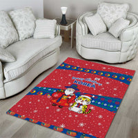 Korea Christmas Area Rug with Santa in Hanbok Tiger Character and Traditional Mask Pattern Design - Wonder Print Shop