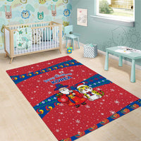 Korea Christmas Area Rug with Santa in Hanbok Tiger Character and Traditional Mask Pattern Design - Wonder Print Shop