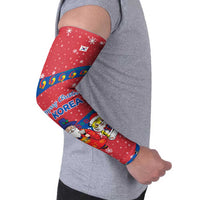 Korea Christmas Arm Sleeves with Santa in Hanbok Tiger Character and Traditional Mask Pattern Design - Wonder Print Shop