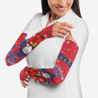 Korea Christmas Arm Sleeves with Santa in Hanbok Tiger Character and Traditional Mask Pattern Design - Wonder Print Shop