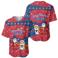 Korea Christmas Baseball Jersey with Santa in Hanbok Tiger Character and Traditional Mask Pattern Design - Wonder Print Shop