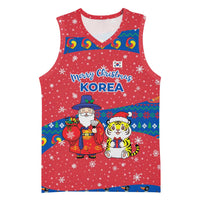 Korea Christmas Basketball Jersey with Santa in Hanbok Tiger Character and Traditional Mask Pattern Design - Wonder Print Shop