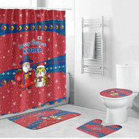 Korea Christmas Bathroom Set with Santa in Hanbok Tiger Character and Traditional Mask Pattern Design - Wonder Print Shop