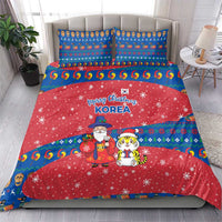 Korea Christmas Bedding Set with Santa in Hanbok Tiger Character and Traditional Mask Pattern Design - Wonder Print Shop