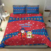 Korea Christmas Bedding Set with Santa in Hanbok Tiger Character and Traditional Mask Pattern Design - Wonder Print Shop