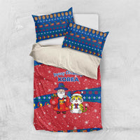 Korea Christmas Bedding Set with Santa in Hanbok Tiger Character and Traditional Mask Pattern Design - Wonder Print Shop