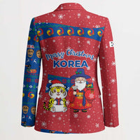 Korea Christmas Blazer with Santa in Hanbok Tiger Character and Traditional Mask Pattern Design - Wonder Print Shop