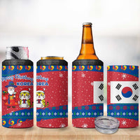 Korea Christmas 4 in 1 Can Cooler Tumbler with Santa in Hanbok Tiger Character and Traditional Mask Pattern Design - Wonder Print Shop