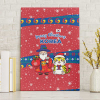 Korea Christmas Canvas Wall Art with Santa in Hanbok Tiger Character and Traditional Mask Pattern Design - Wonder Print Shop