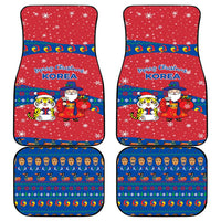 Korea Christmas Car Mats with Santa in Hanbok Tiger Character and Traditional Mask Pattern Design - Wonder Print Shop