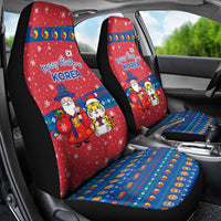 Korea Christmas Car Seat Cover with Santa in Hanbok Tiger Character and Traditional Mask Pattern Design - Wonder Print Shop