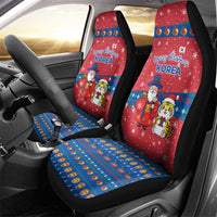 Korea Christmas Car Seat Cover with Santa in Hanbok Tiger Character and Traditional Mask Pattern Design - Wonder Print Shop