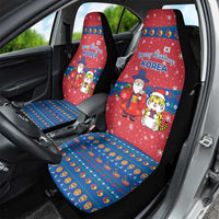 Korea Christmas Car Seat Cover with Santa in Hanbok Tiger Character and Traditional Mask Pattern Design - Wonder Print Shop
