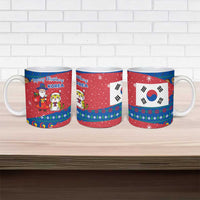 Korea Christmas Ceramic Mug with Santa in Hanbok Tiger Character and Traditional Mask Pattern Design - Wonder Print Shop