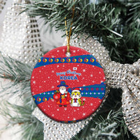 Korea Christmas Ceramic Ornament with Santa in Hanbok Tiger Character and Traditional Mask Pattern Design - Wonder Print Shop