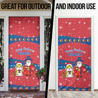 Korea Christmas Door Cover with Santa in Hanbok Tiger Character and Traditional Mask Pattern Design - Wonder Print Shop